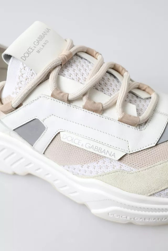 White Beige Leather Sport DAYMASTER Shoes Sneakers - ventzia
