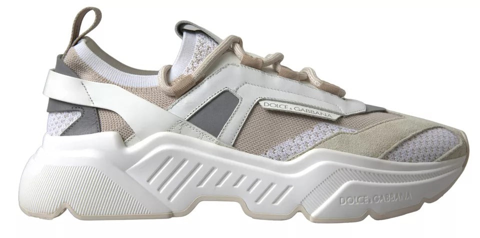 White Beige Leather Sport DAYMASTER Shoes Sneakers - ventzia