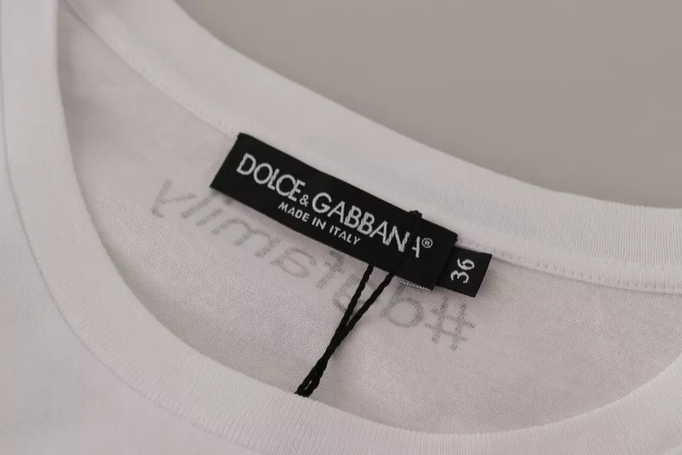 White #DGFamily Patch Top Cotton T-shirt - ventzia