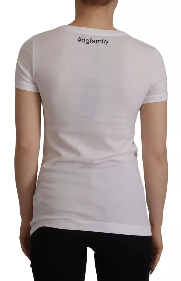 White #DGFamily Patch Top Cotton T-shirt - ventzia