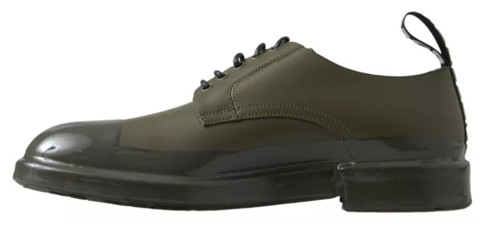Green Leather Rubber Sole Dress Shoes - ventzia
