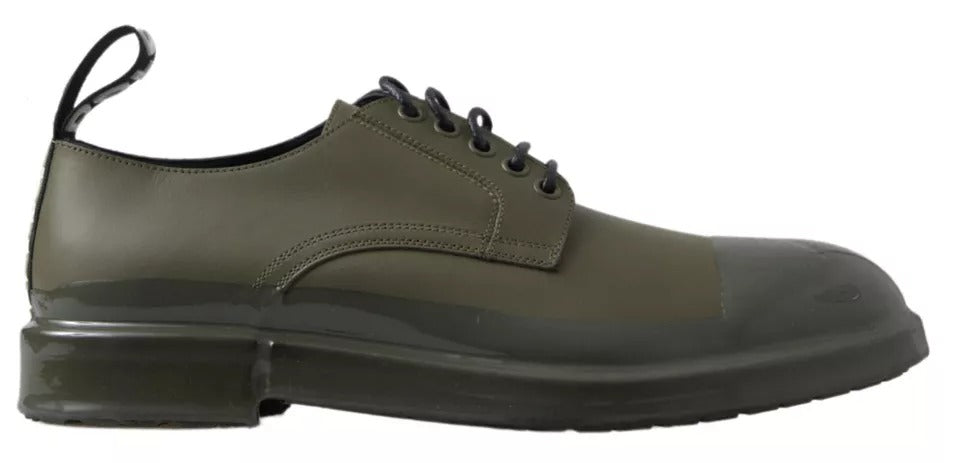 Green Leather Rubber Sole Dress Shoes - ventzia
