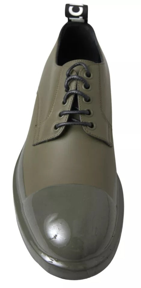Green Leather Rubber Sole Dress Shoes - ventzia