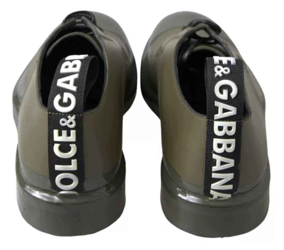 Green Leather Rubber Sole Dress Shoes - ventzia