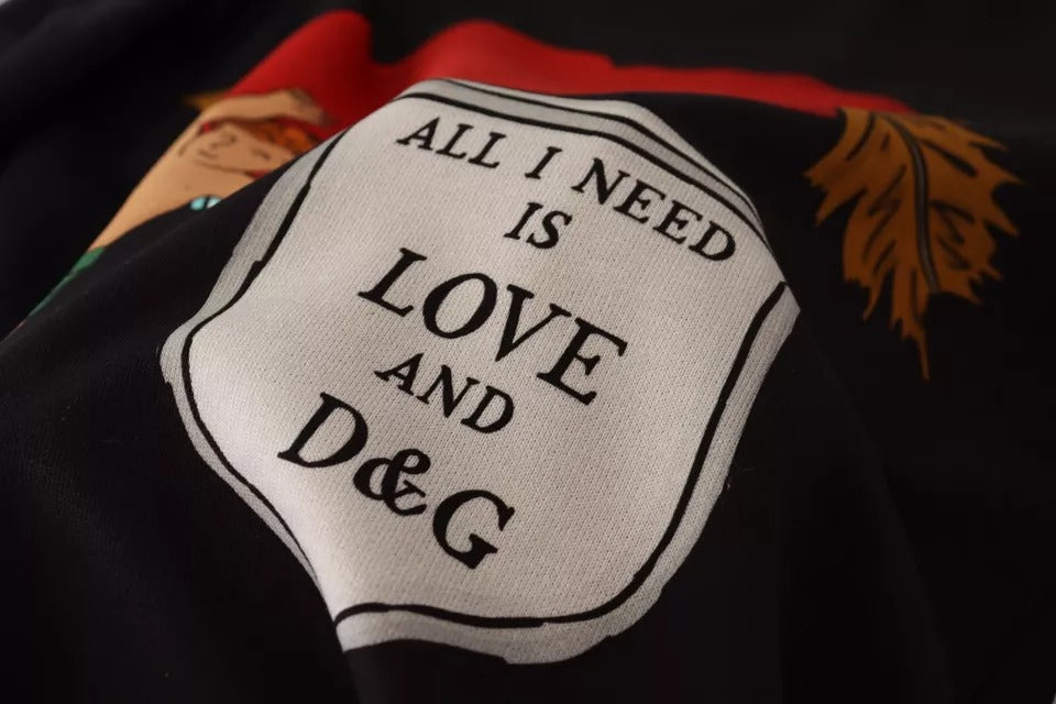 Black Cupid Print Hoodie Sweatshirt Sweater - ventzia