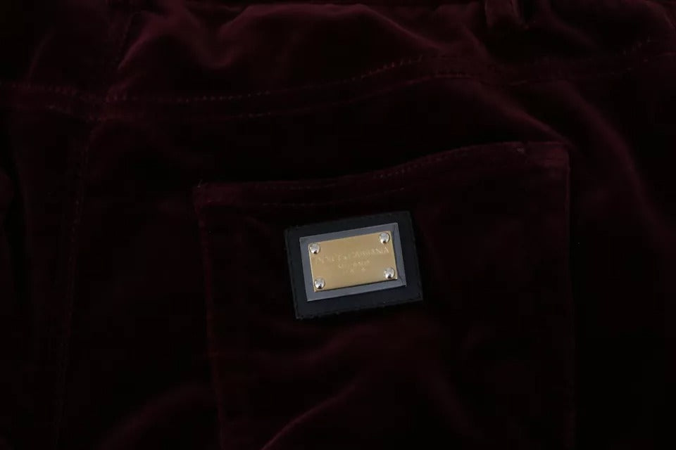 Bordeaux Velvet Stretch Slim Fit Pants - ventzia