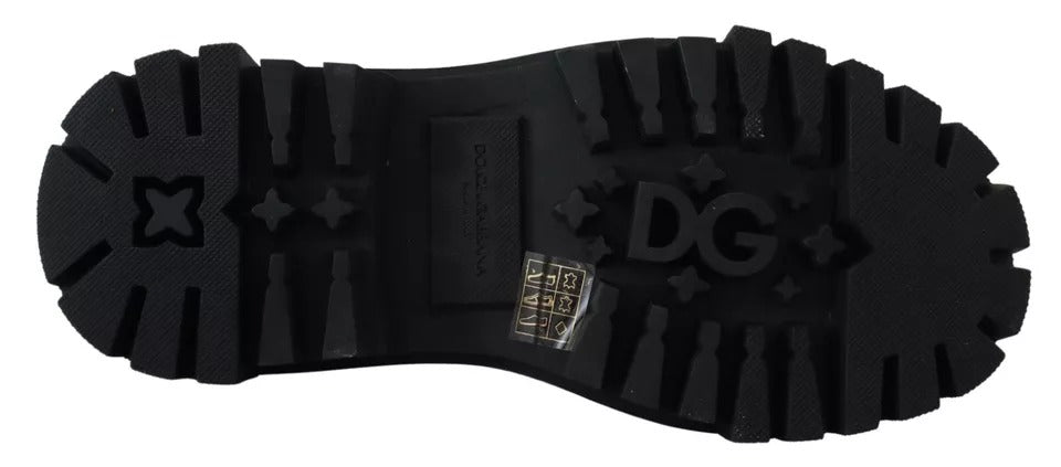 Black Leather Trekking Derby Embellished Shoes - ventzia
