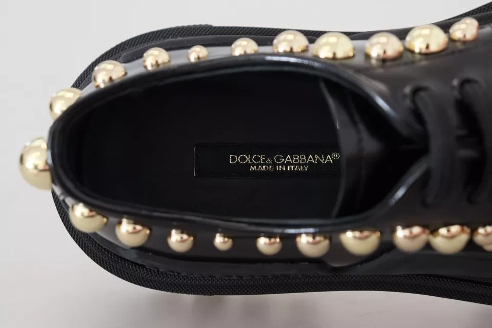 Black Leather Trekking Derby Embellished Shoes - ventzia