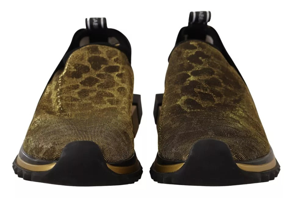 Gold Glitter Leopard Sorrento Sneakers Shoes - ventzia