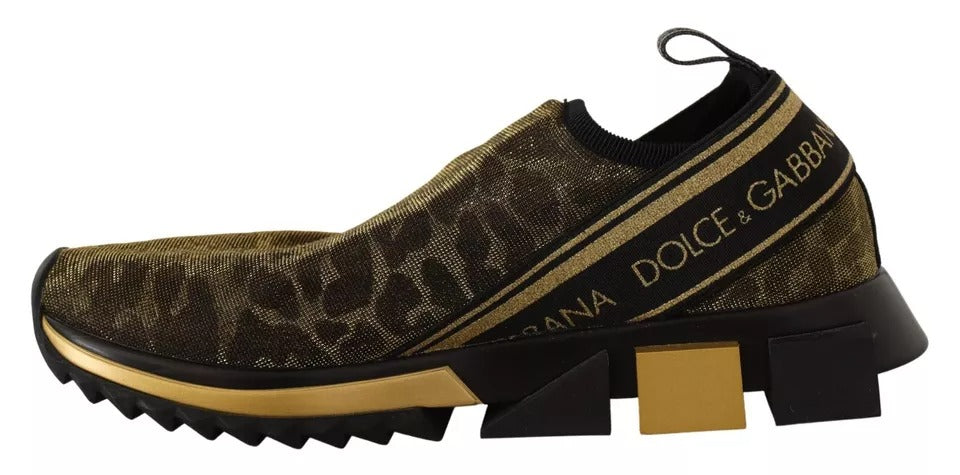 Gold Glitter Leopard Sorrento Sneakers Shoes - ventzia