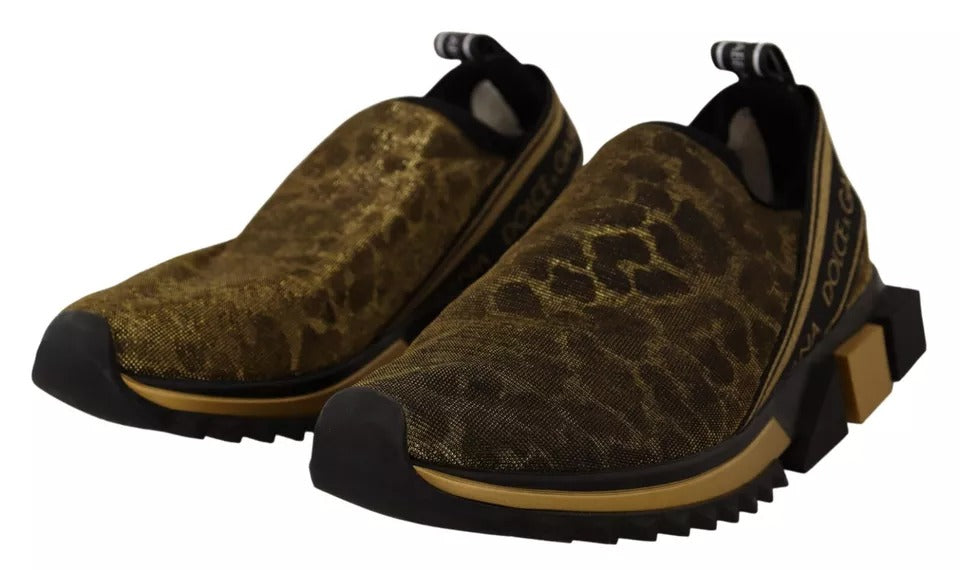 Gold Glitter Leopard Sorrento Sneakers Shoes - ventzia