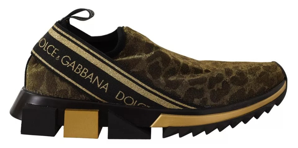 Gold Glitter Leopard Sorrento Sneakers Shoes - ventzia