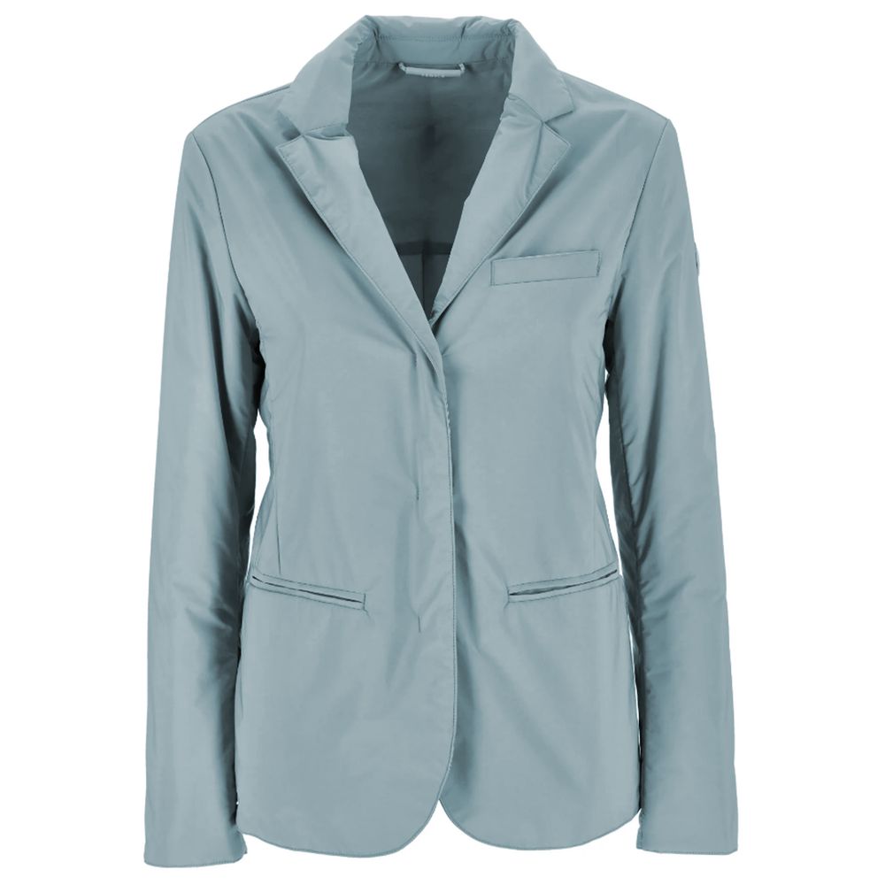 Light Blue Polyester Women Jacket - ventzia