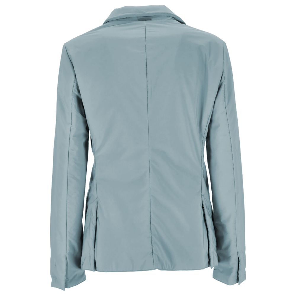 Light Blue Polyester Women Jacket - ventzia