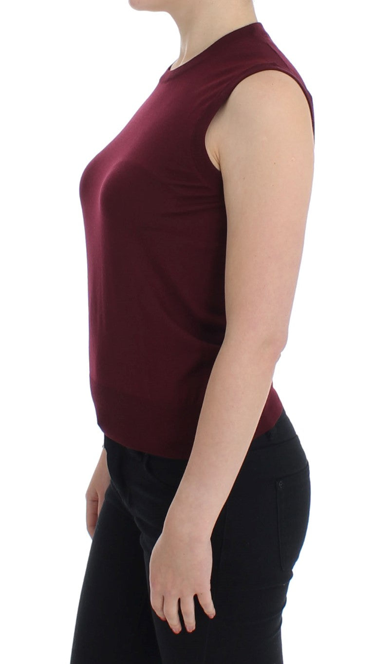Elegant Red Wool Sleeveless Pullover Vest - ventzia