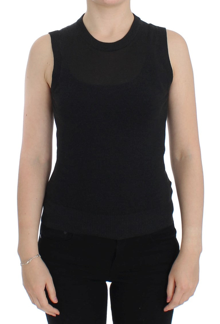 Elegant Black Sleeveless Pullover Vest - ventzia