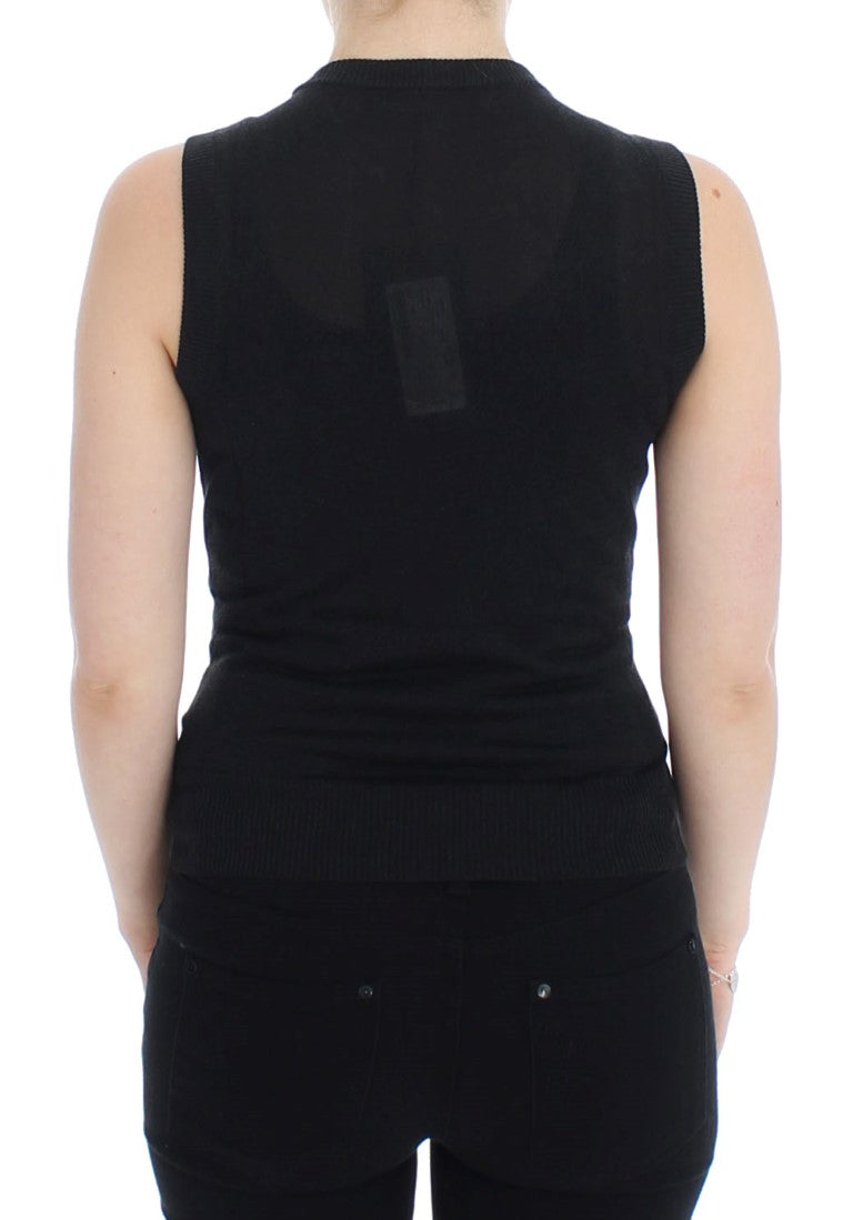 Elegant Black Sleeveless Pullover Vest - ventzia