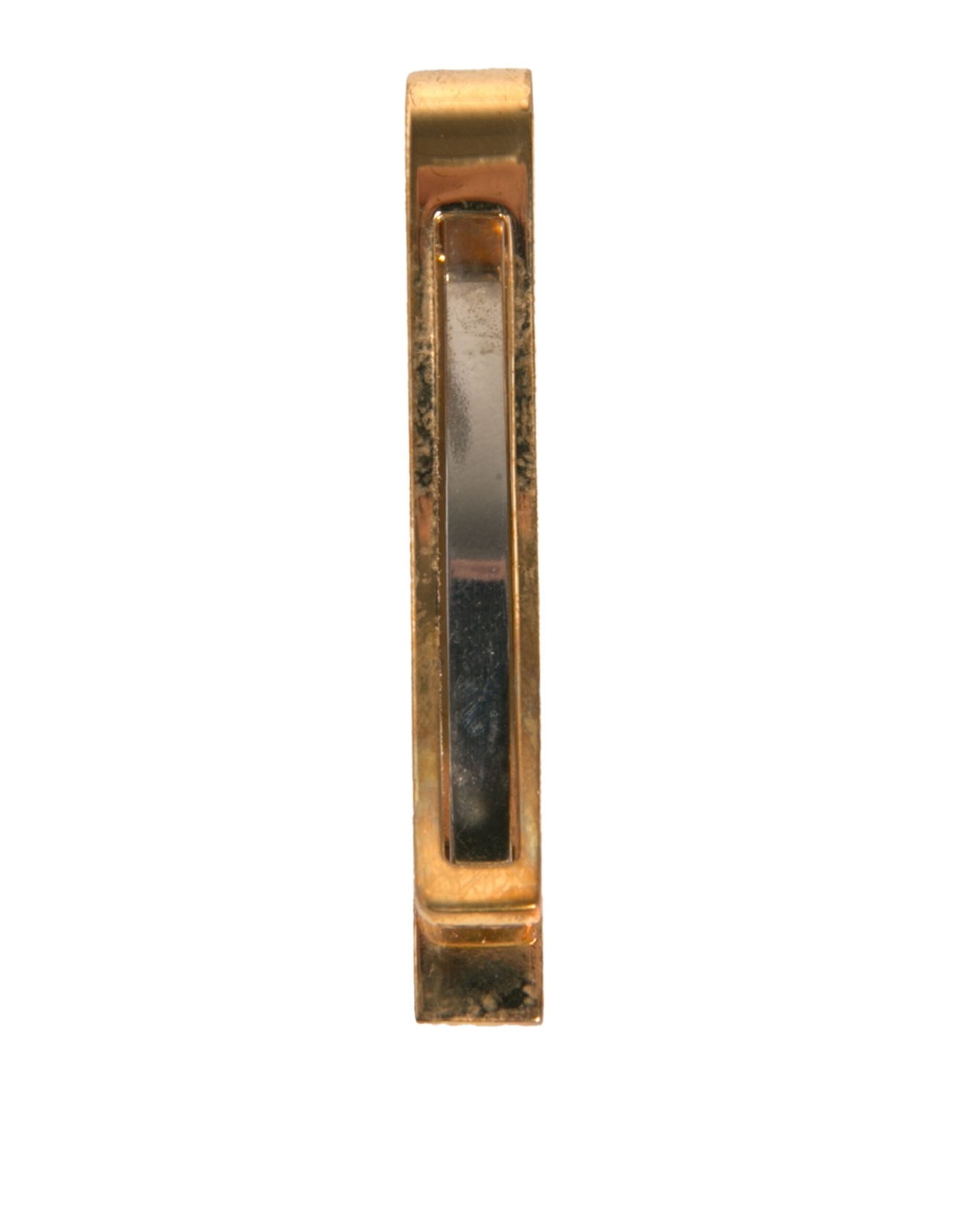 Gold Tone Brass Logo Branded Tie Clip Bar - ventzia