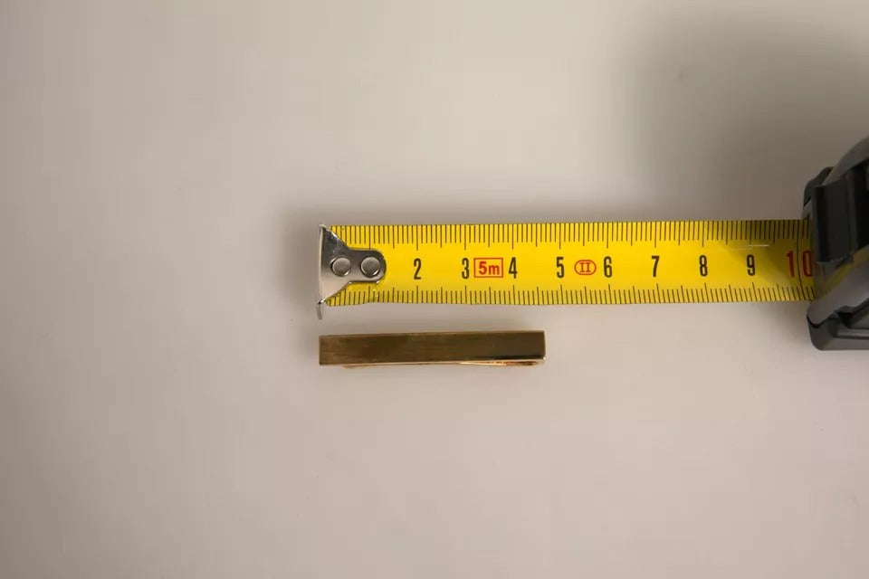 Gold Tone Brass Logo Branded Tie Clip Bar - ventzia