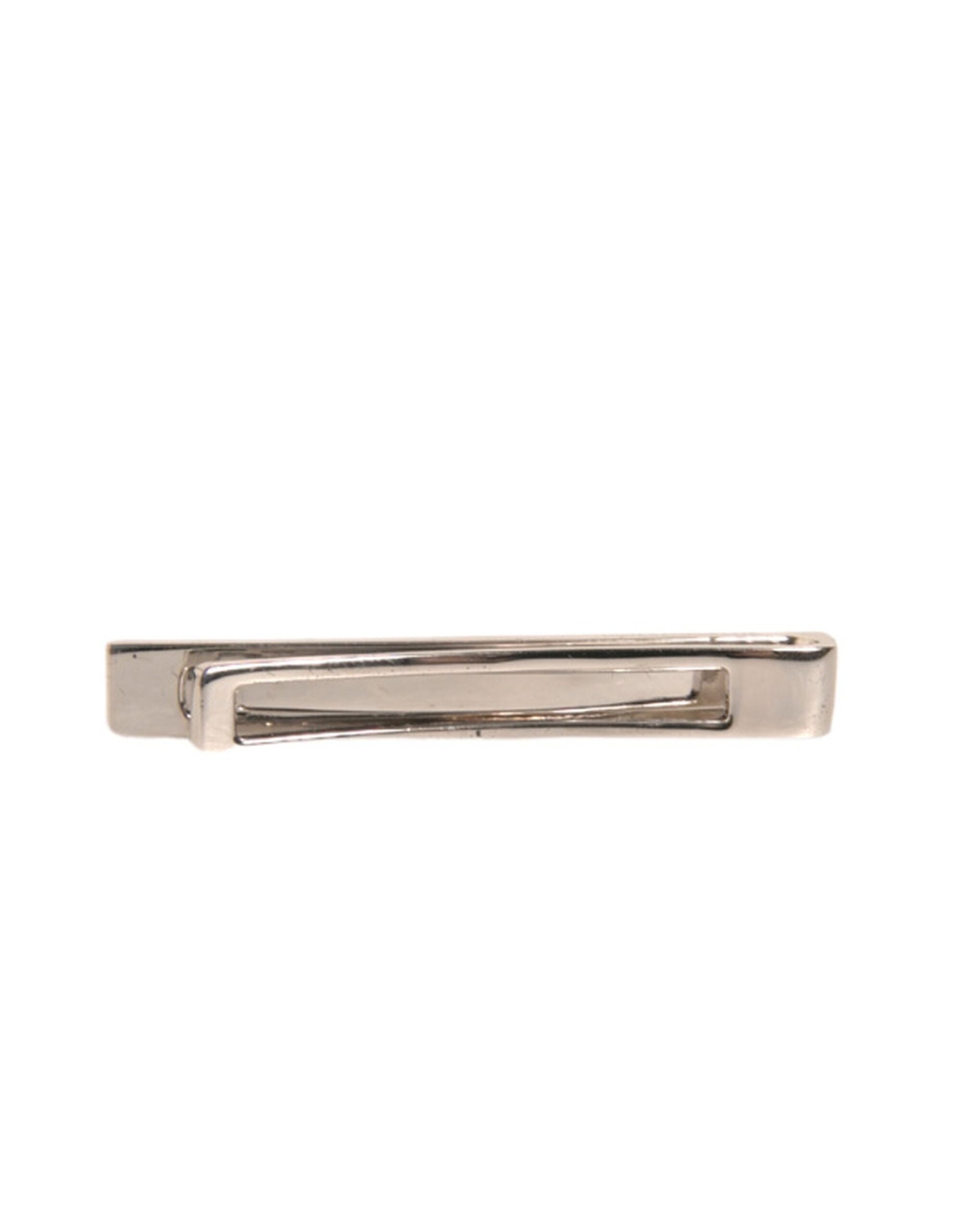 Silver Tone Brass Logo Branded Tie Clip Bar - ventzia