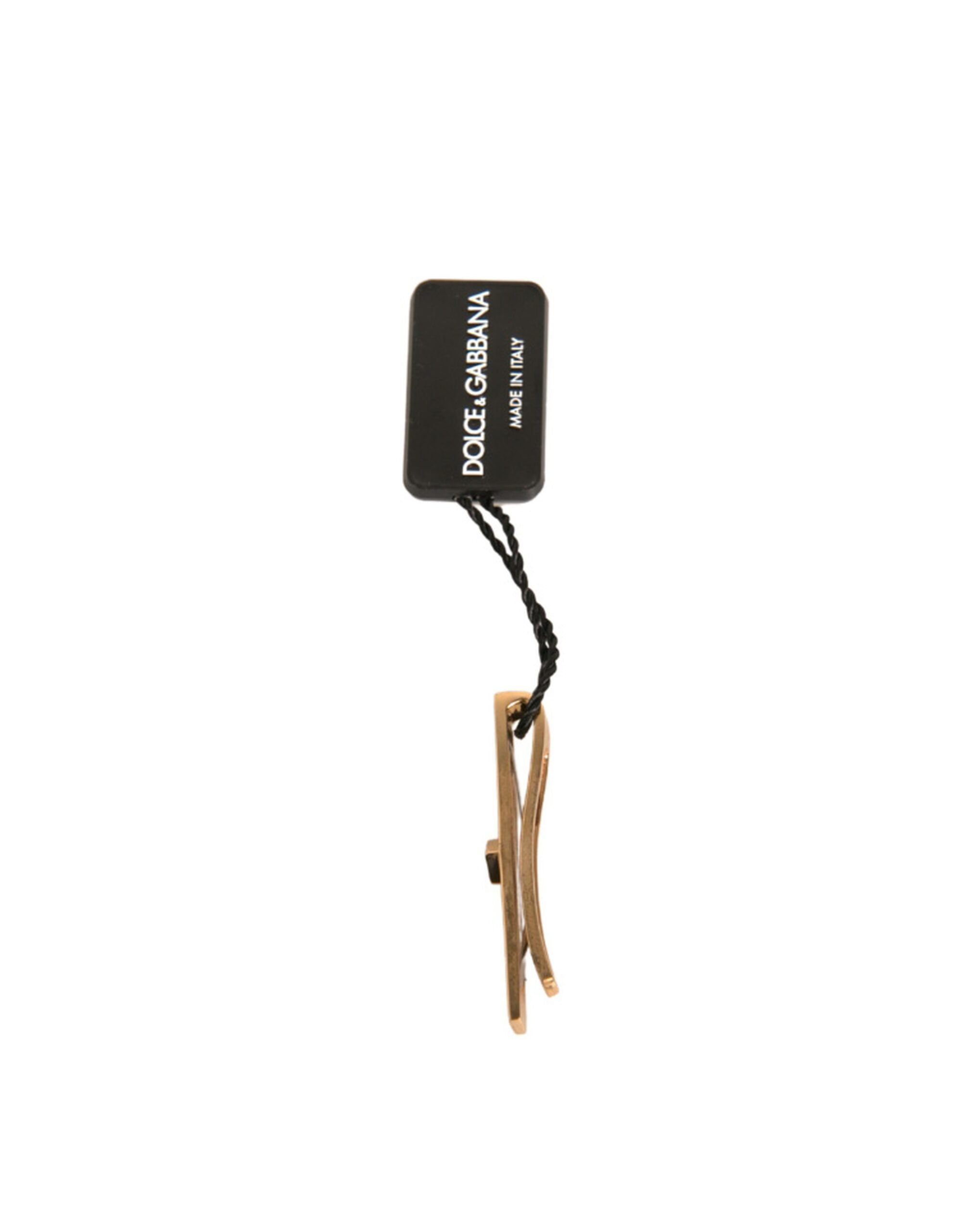 Gold Tone Brass Crystal Branded Tie Clip Bar - ventzia
