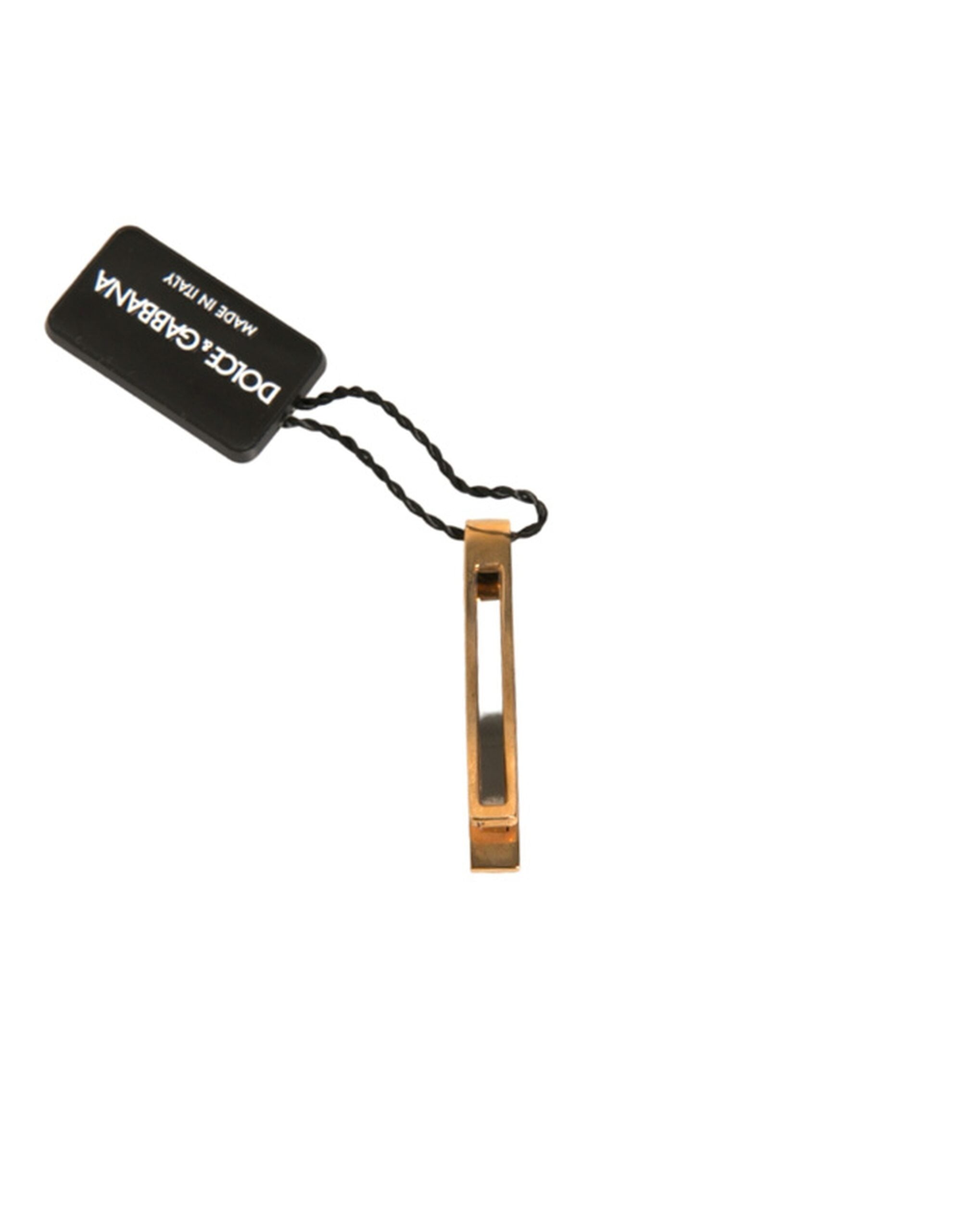 Gold Tone Brass Crystal Branded Tie Clip Bar - ventzia
