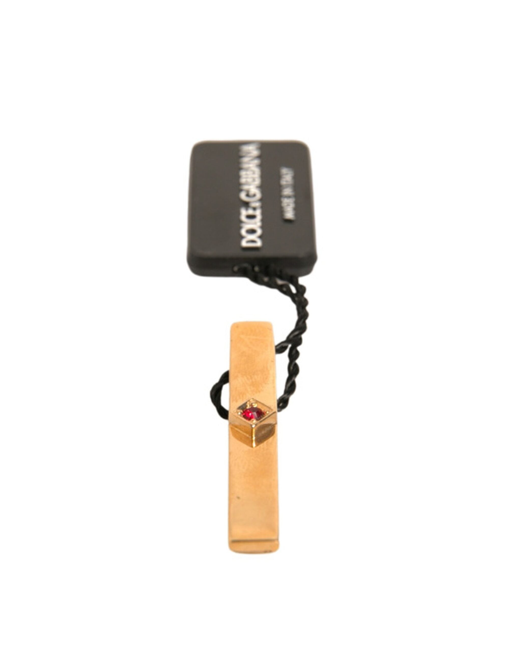 Gold Tone Brass Crystal Branded Tie Clip Bar - ventzia