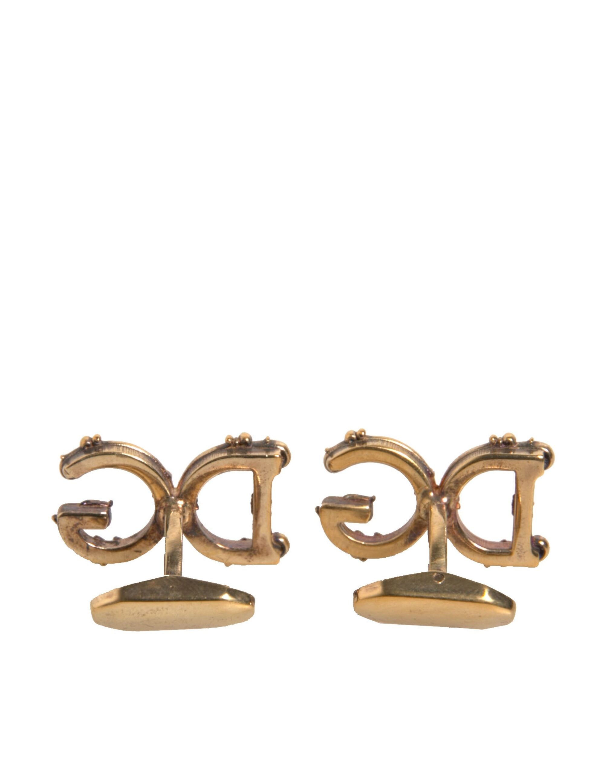 Gold Tone 925 Sterling Silver DG Logo Cufflink - ventzia