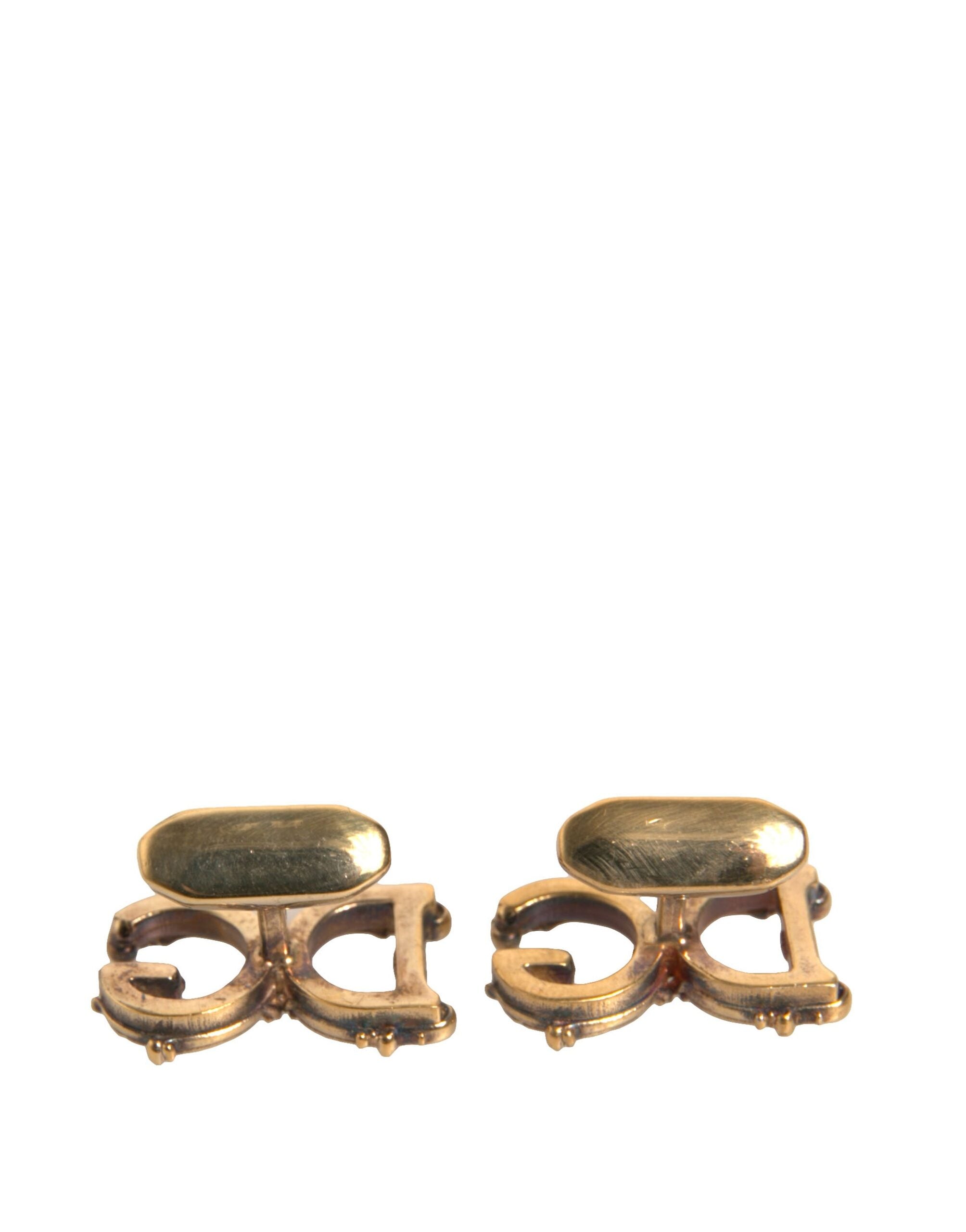 Gold Tone 925 Sterling Silver DG Logo Cufflink - ventzia