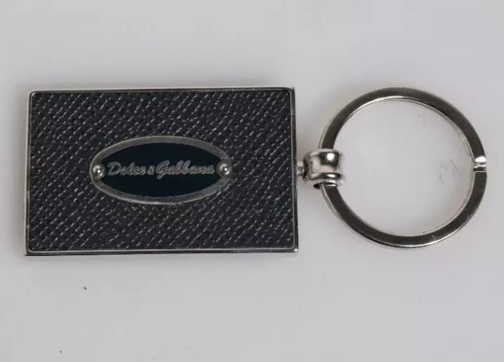 Black Leather Logo Metal Ring Keychain Keyring - ventzia