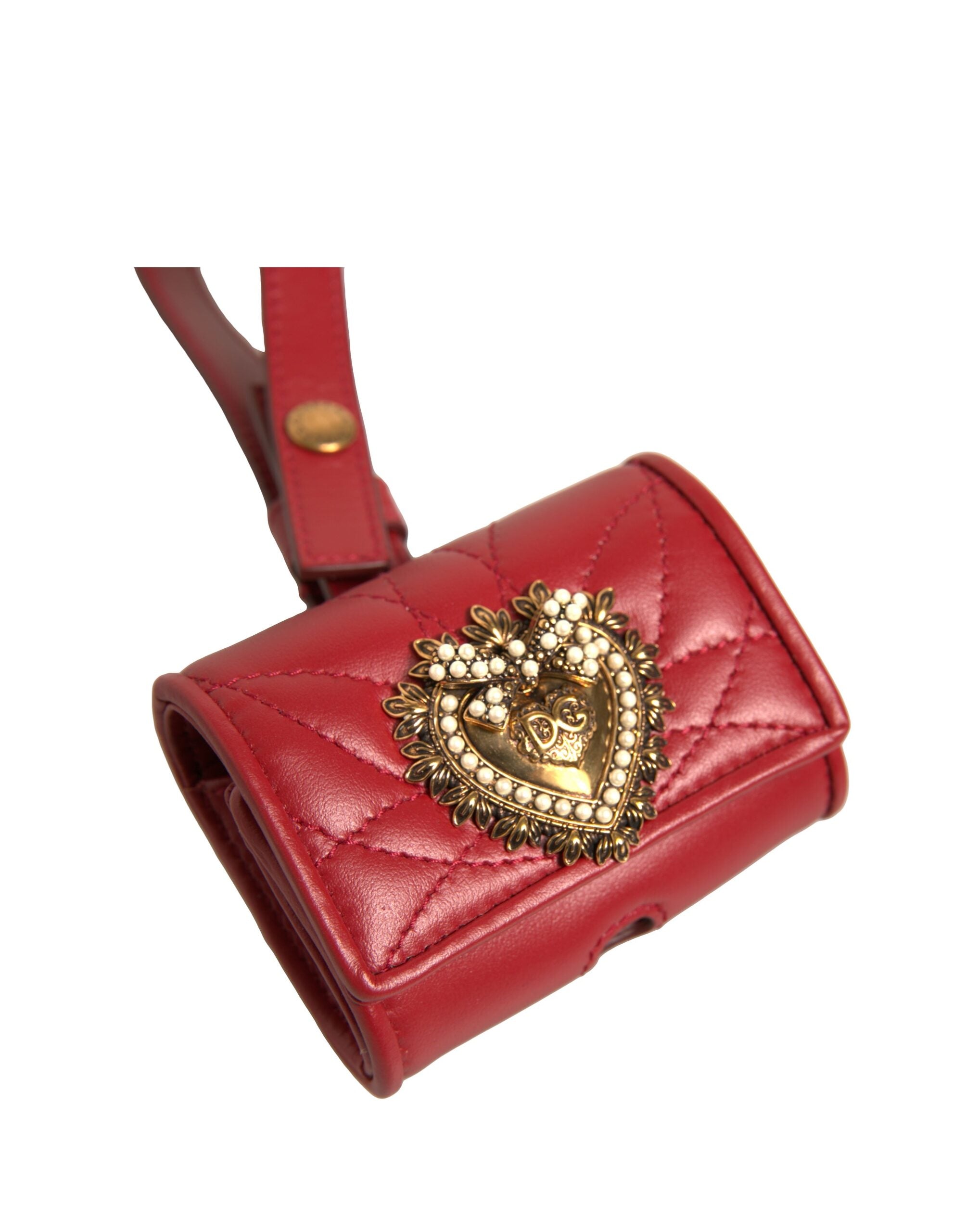 Black Leather Devotion Heart Strap Airpod Case - ventzia
