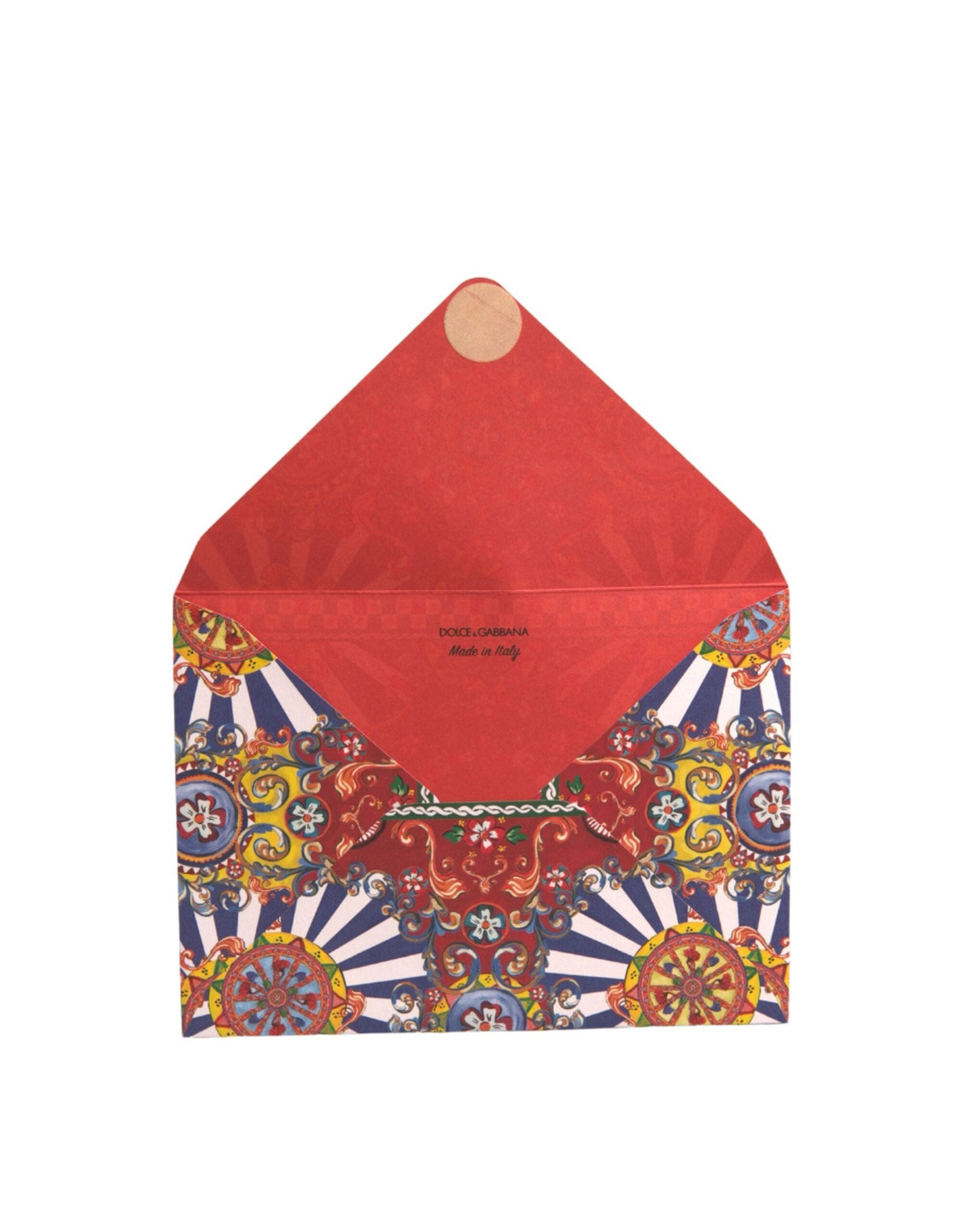 Multicolor Carretto Siciliano Envelope Post Card Holder - ventzia