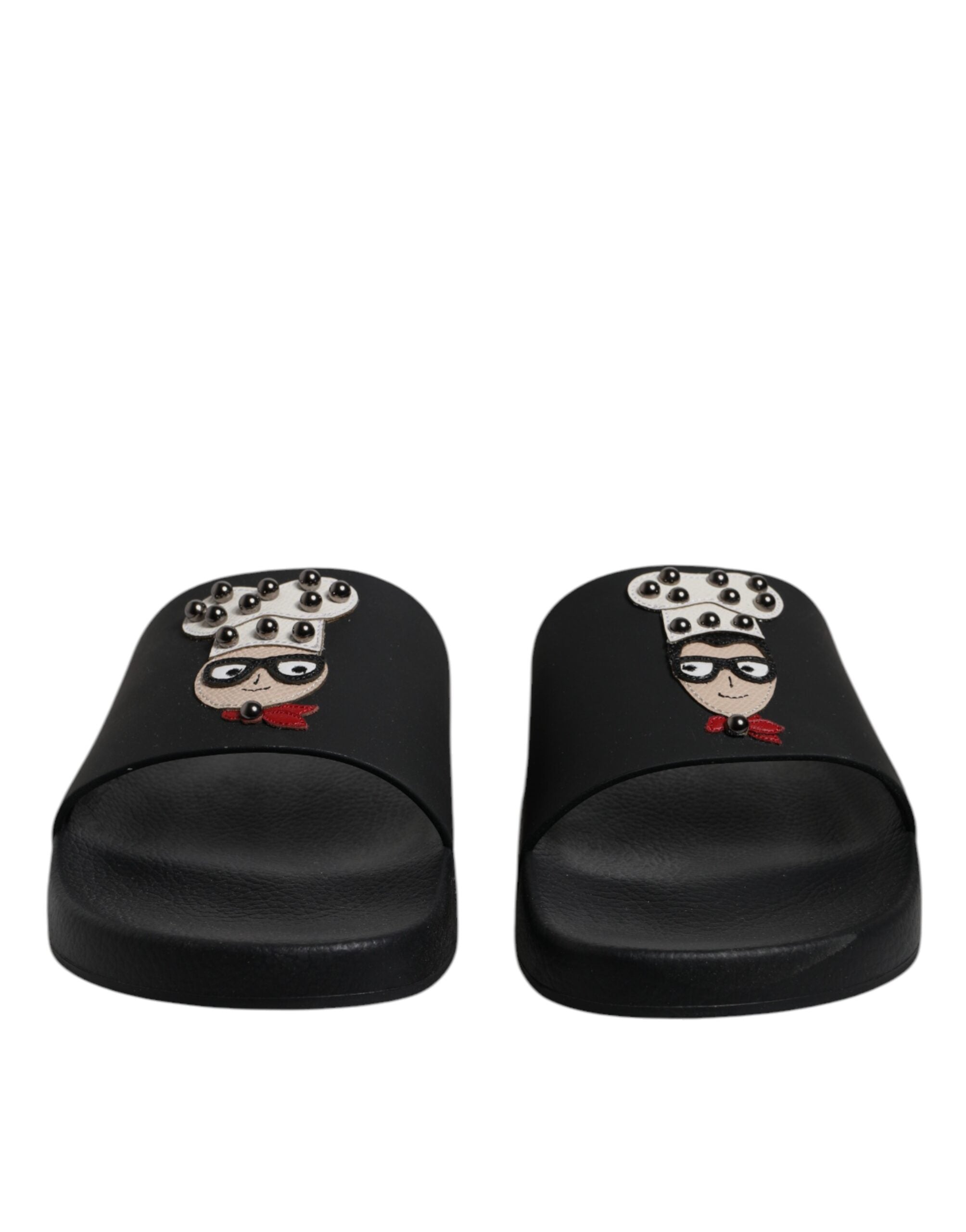 Black Leather Slides Sandals Beachwear Shoes - ventzia