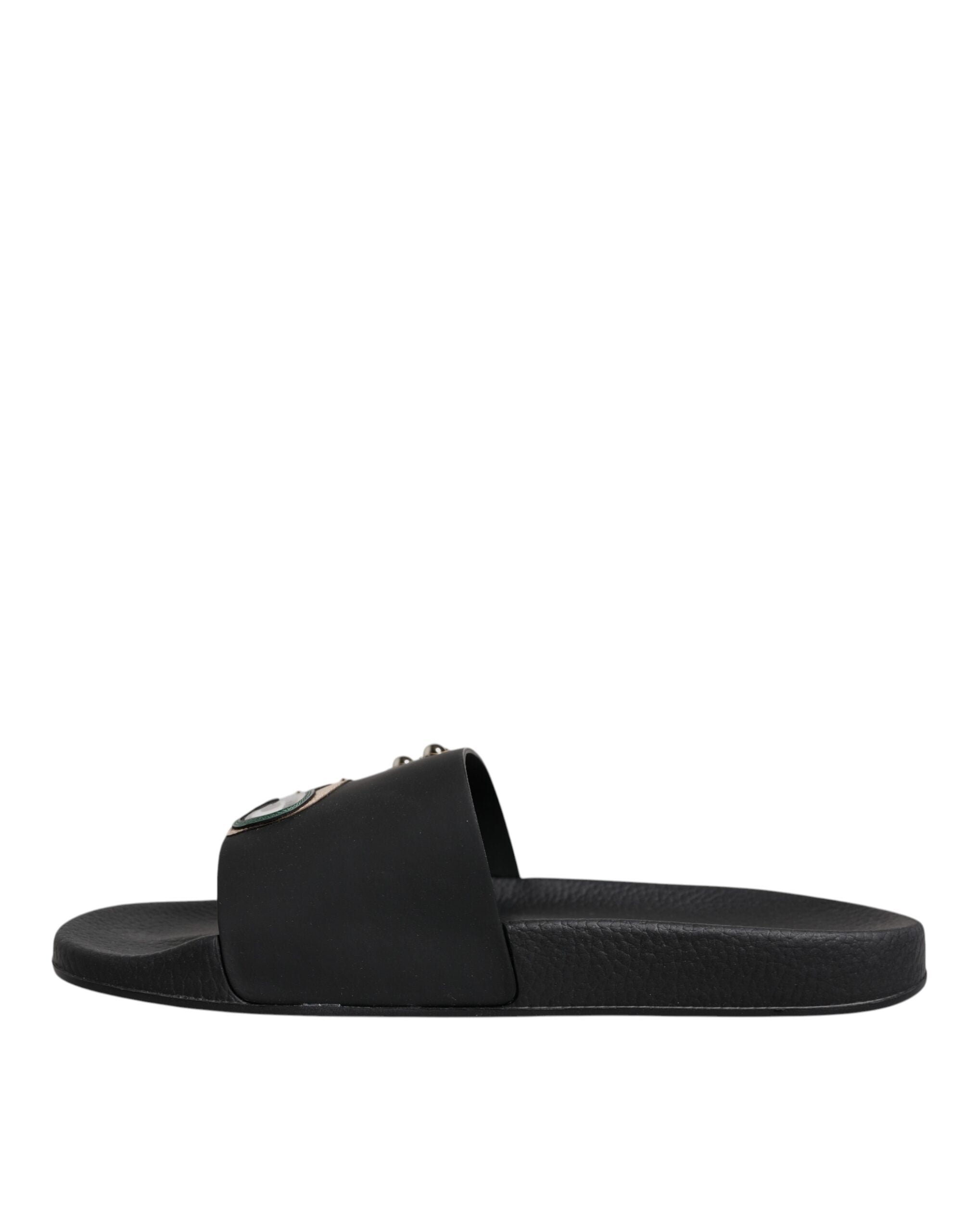 Black Divers Leather Flats Slides Sandals Beachwear Shoes - ventzia