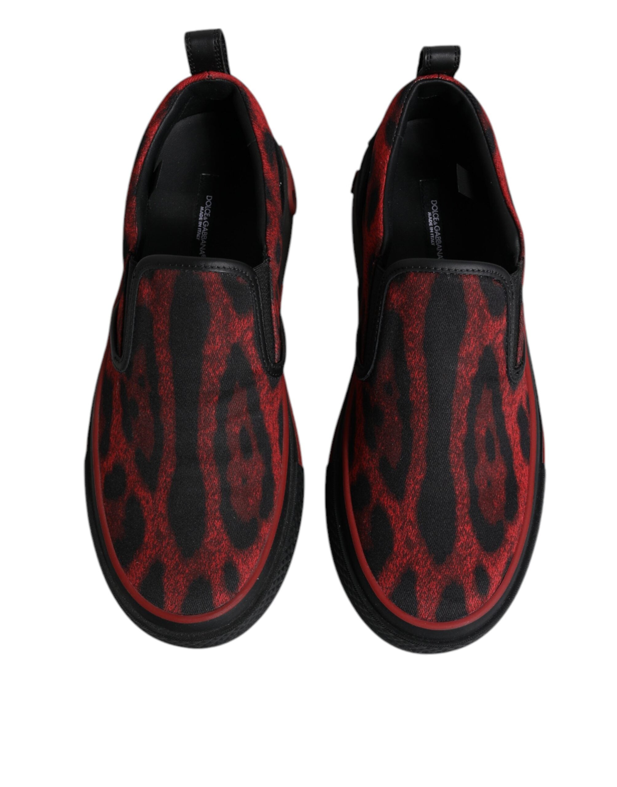 Red Black Leopard Cotton Men Low Top Sneakers Shoes - ventzia