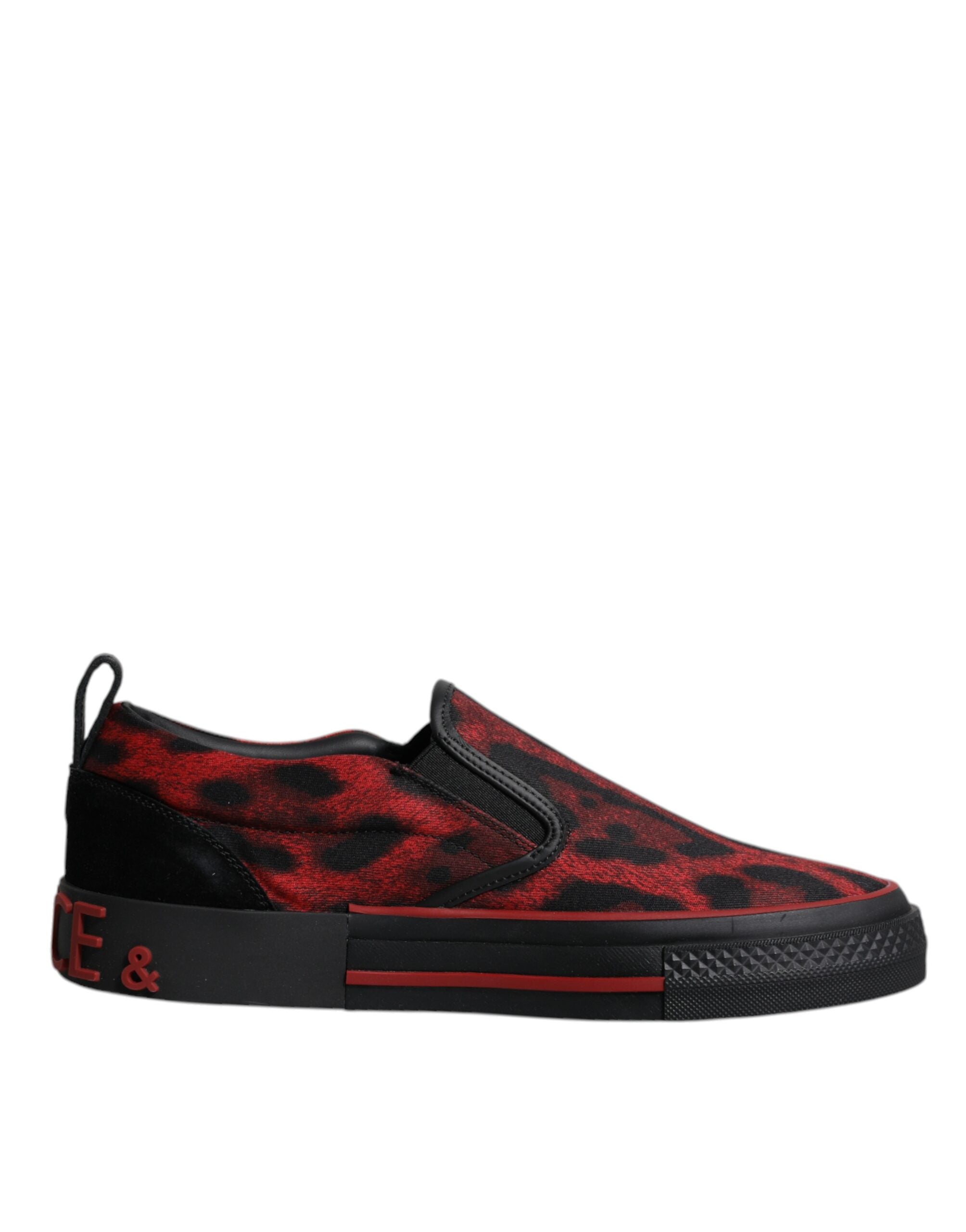 Red Black Leopard Cotton Men Low Top Sneakers Shoes - ventzia