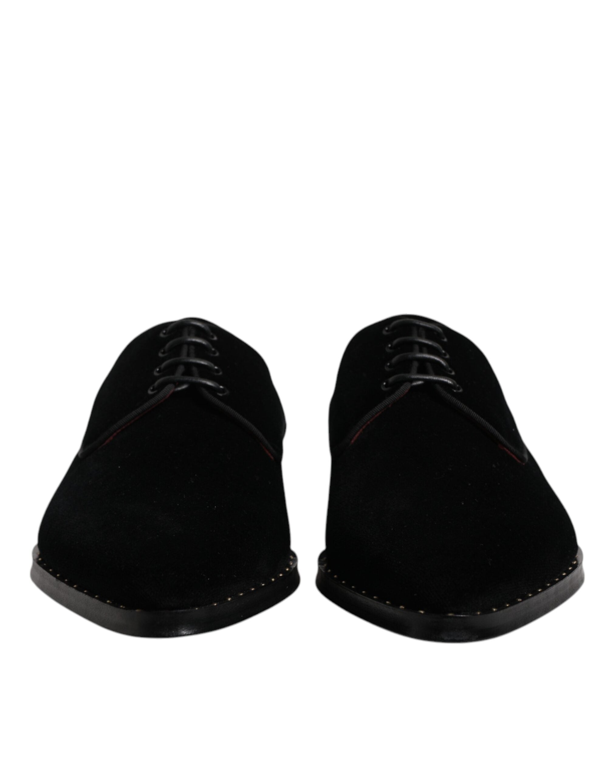 Black Velvet Cotton Lace Up Derby Shoes - ventzia