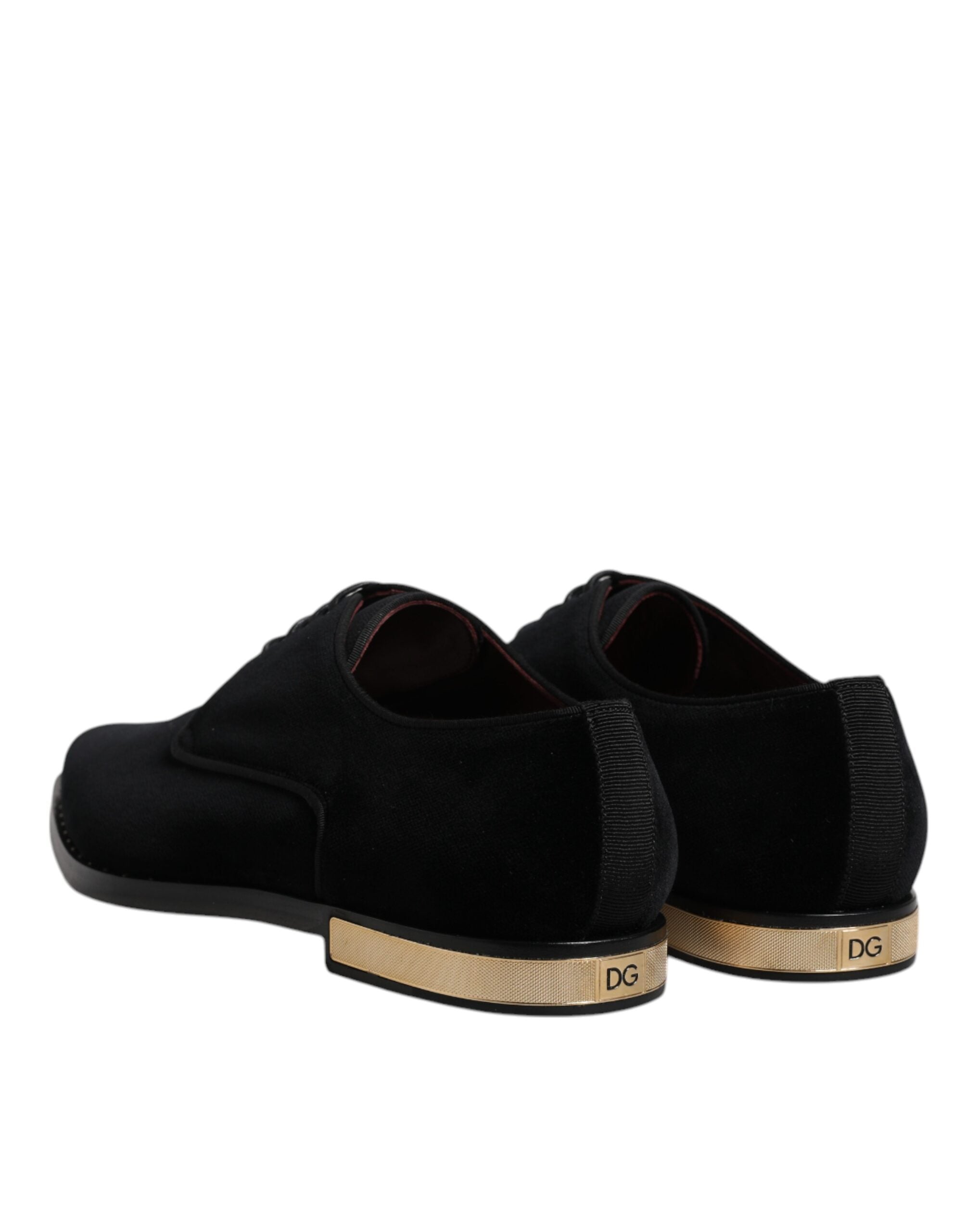 Black Velvet Cotton Lace Up Derby Shoes - ventzia