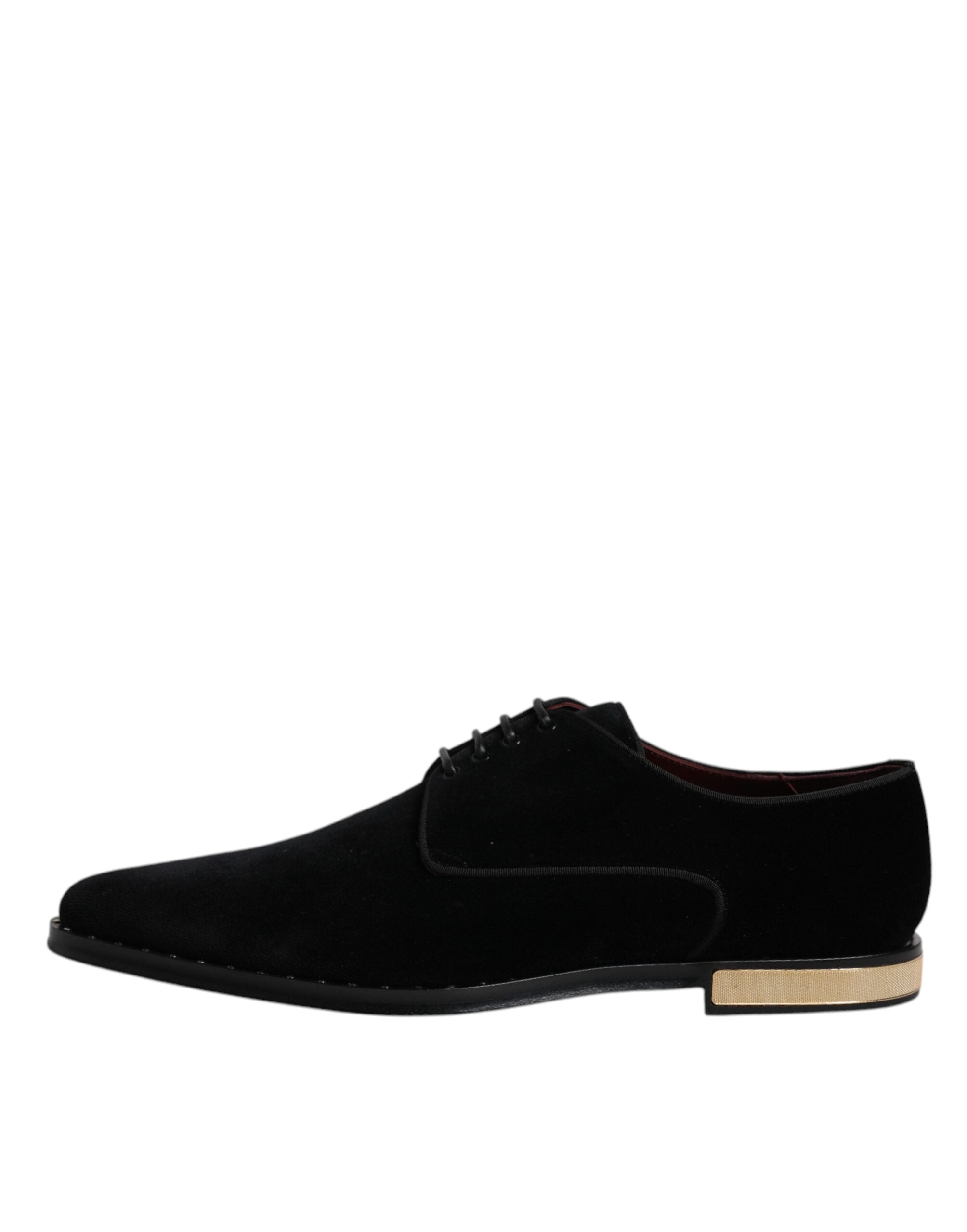 Black Velvet Cotton Lace Up Derby Shoes - ventzia
