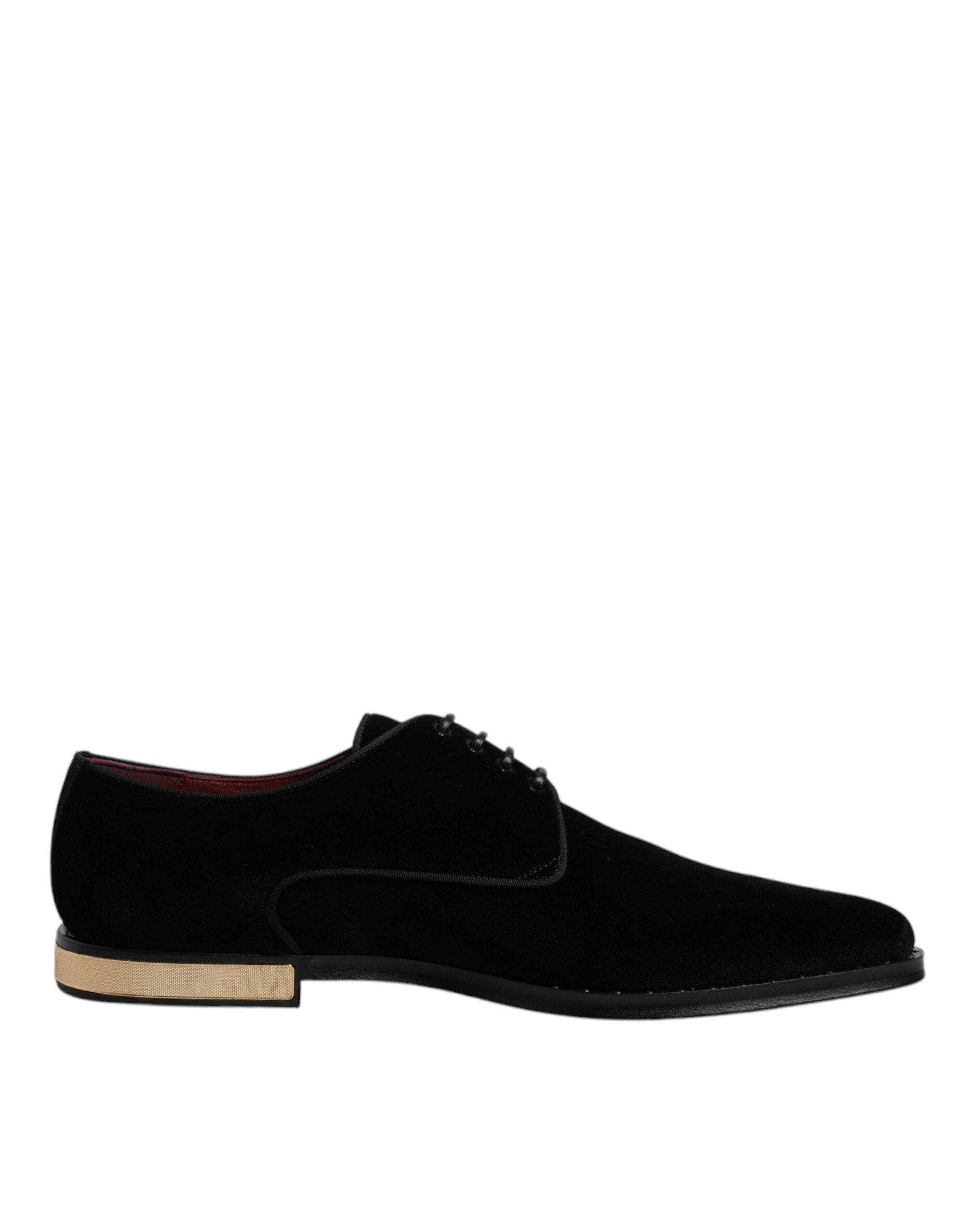 Black Velvet Cotton Lace Up Derby Shoes - ventzia