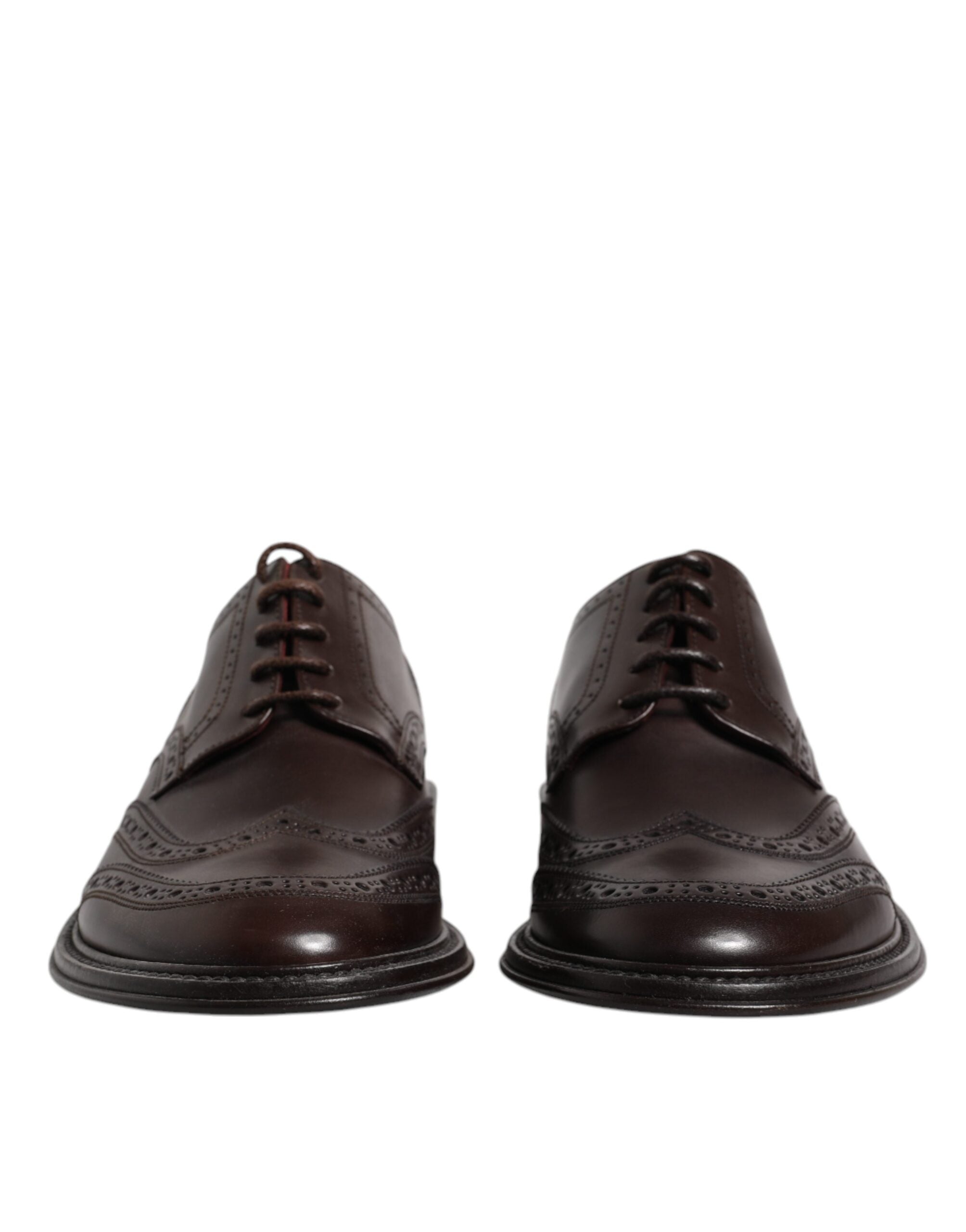 Brown Leather Derby Wingtip Lace Up Formal Dress Shoes - ventzia