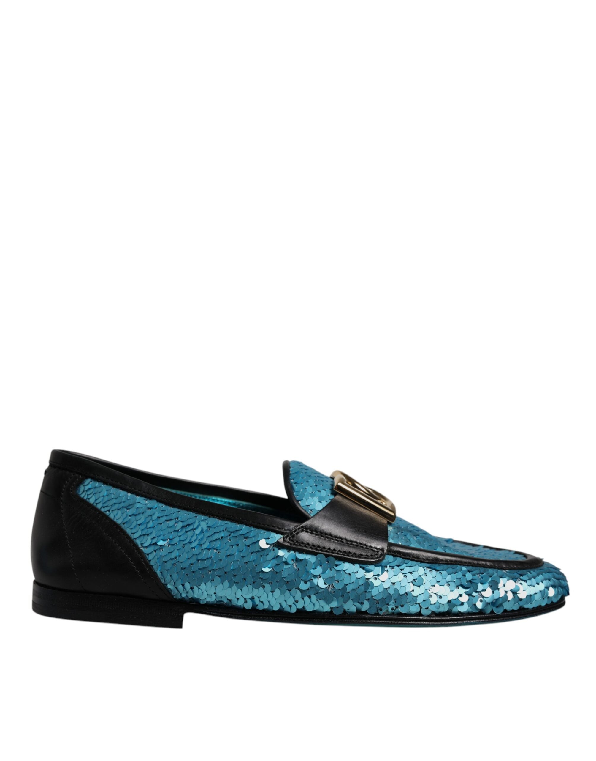 Blue Sequined Loafers Formal Dress Shoes - ventzia