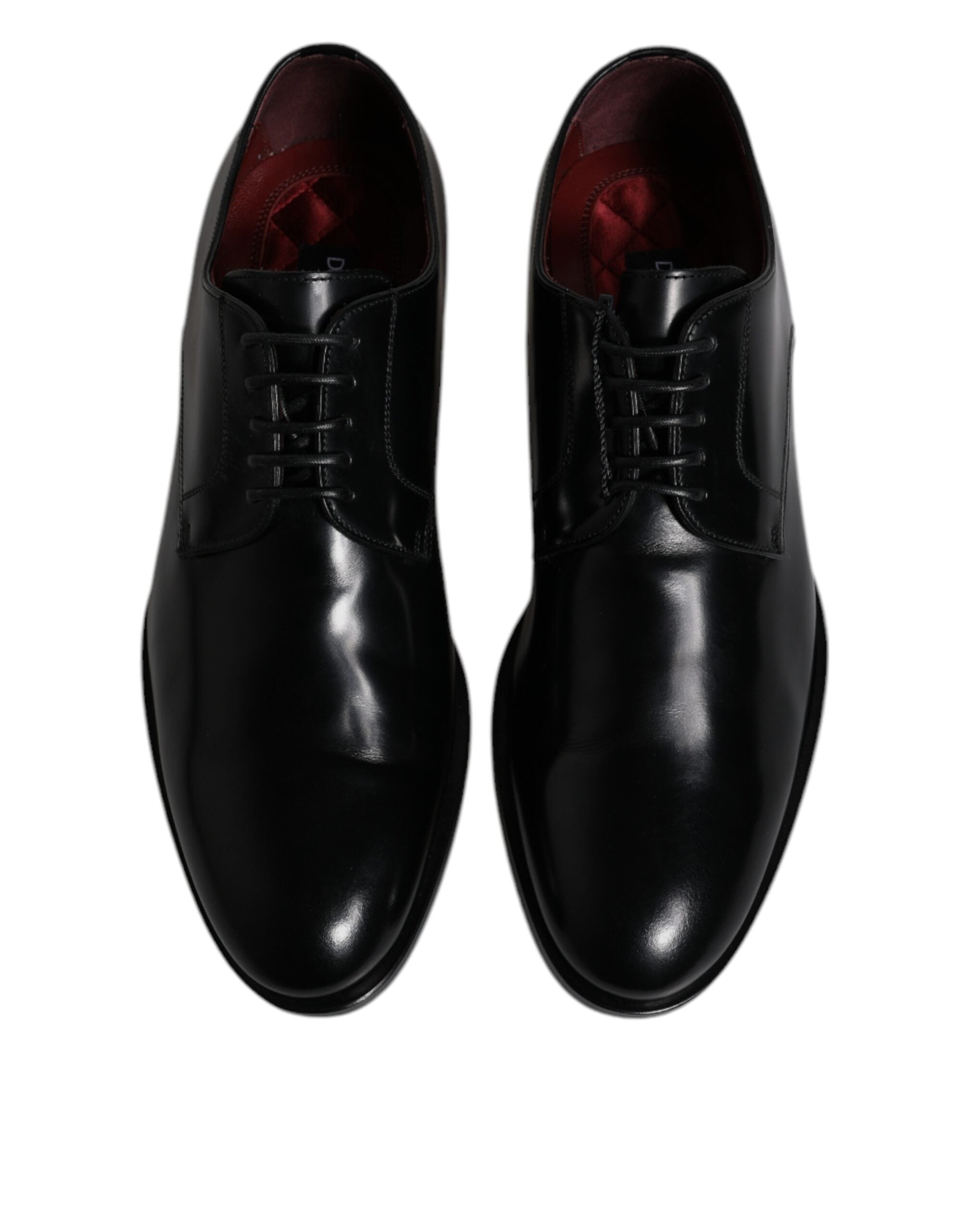 Black Calfskin Leather Derby Lace Up Formal Dress Shoes - ventzia
