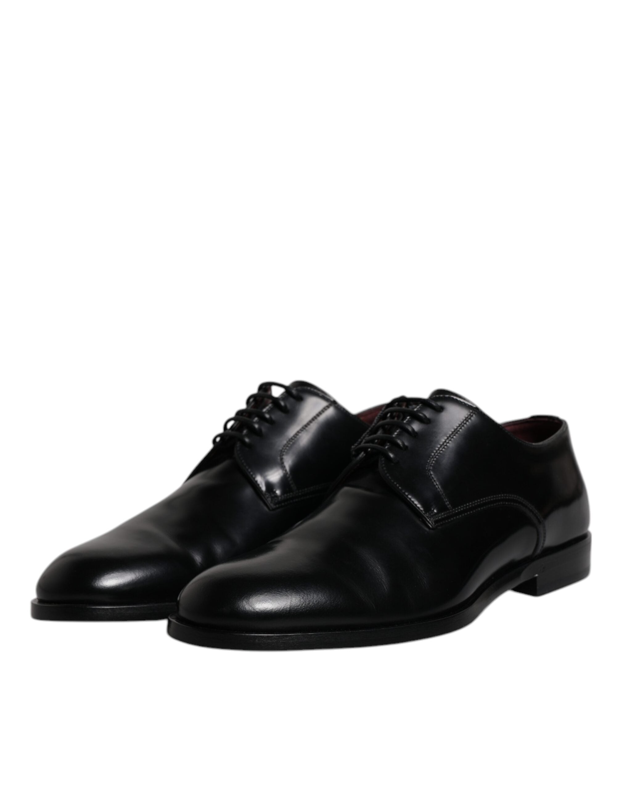Black Calfskin Leather Derby Lace Up Formal Dress Shoes - ventzia