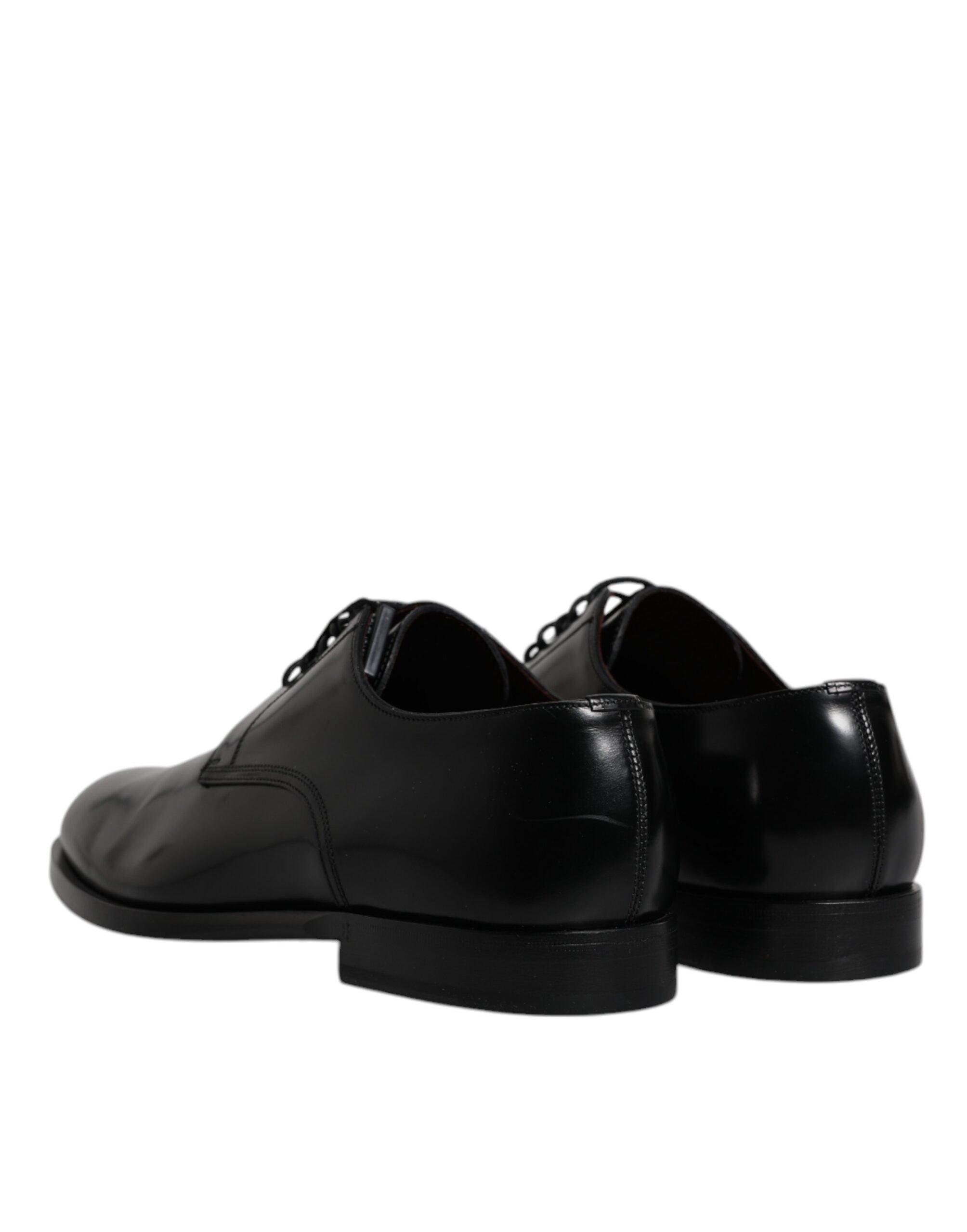 Black Calfskin Leather Derby Lace Up Formal Dress Shoes - ventzia