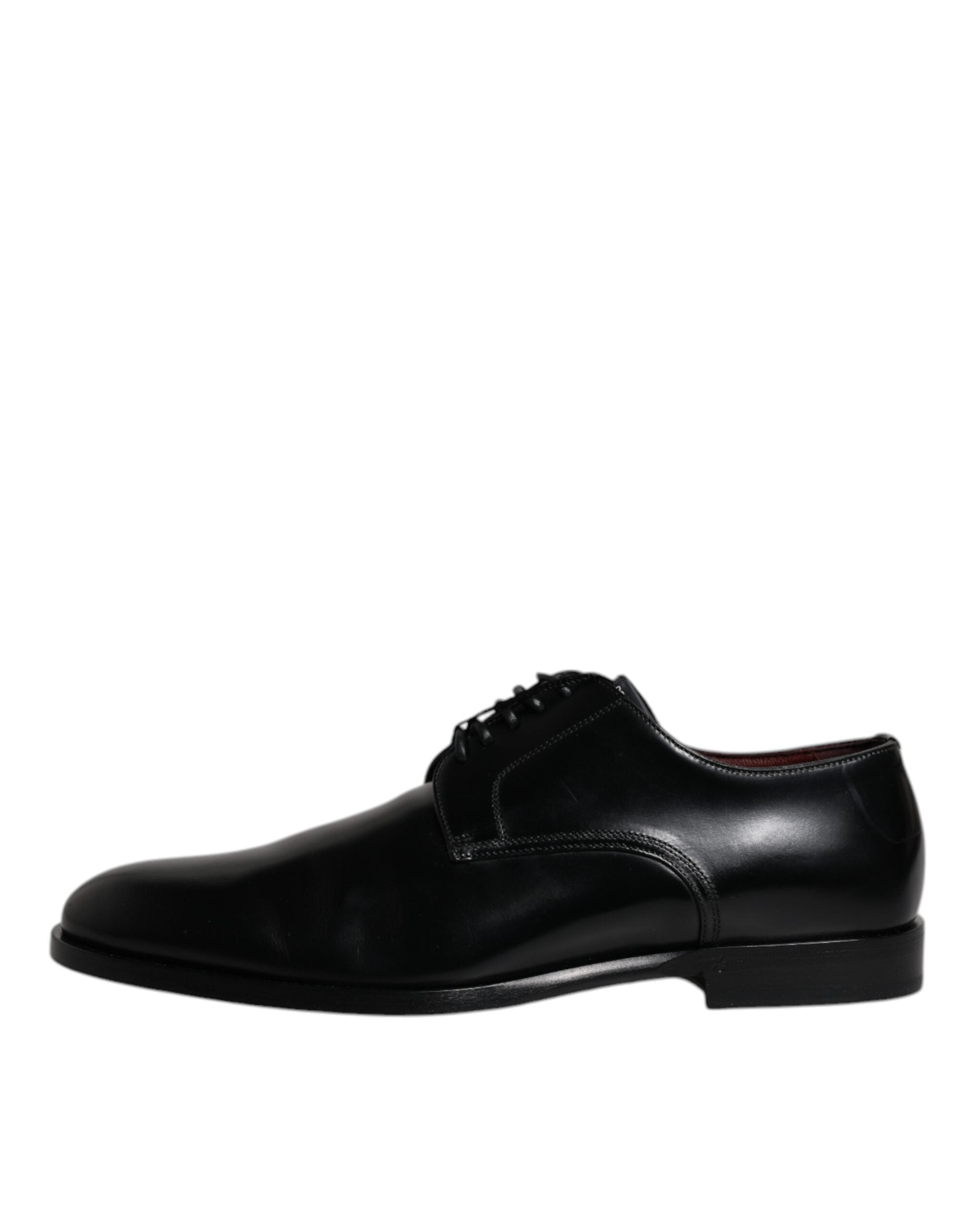 Black Calfskin Leather Derby Lace Up Formal Dress Shoes - ventzia