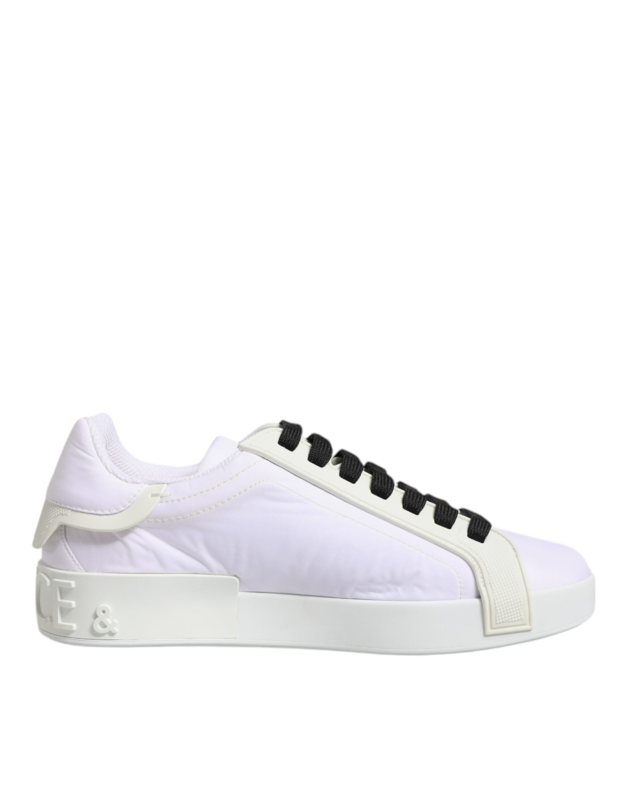 White Nylon Leather Low Top Sneakers Shoes - ventzia