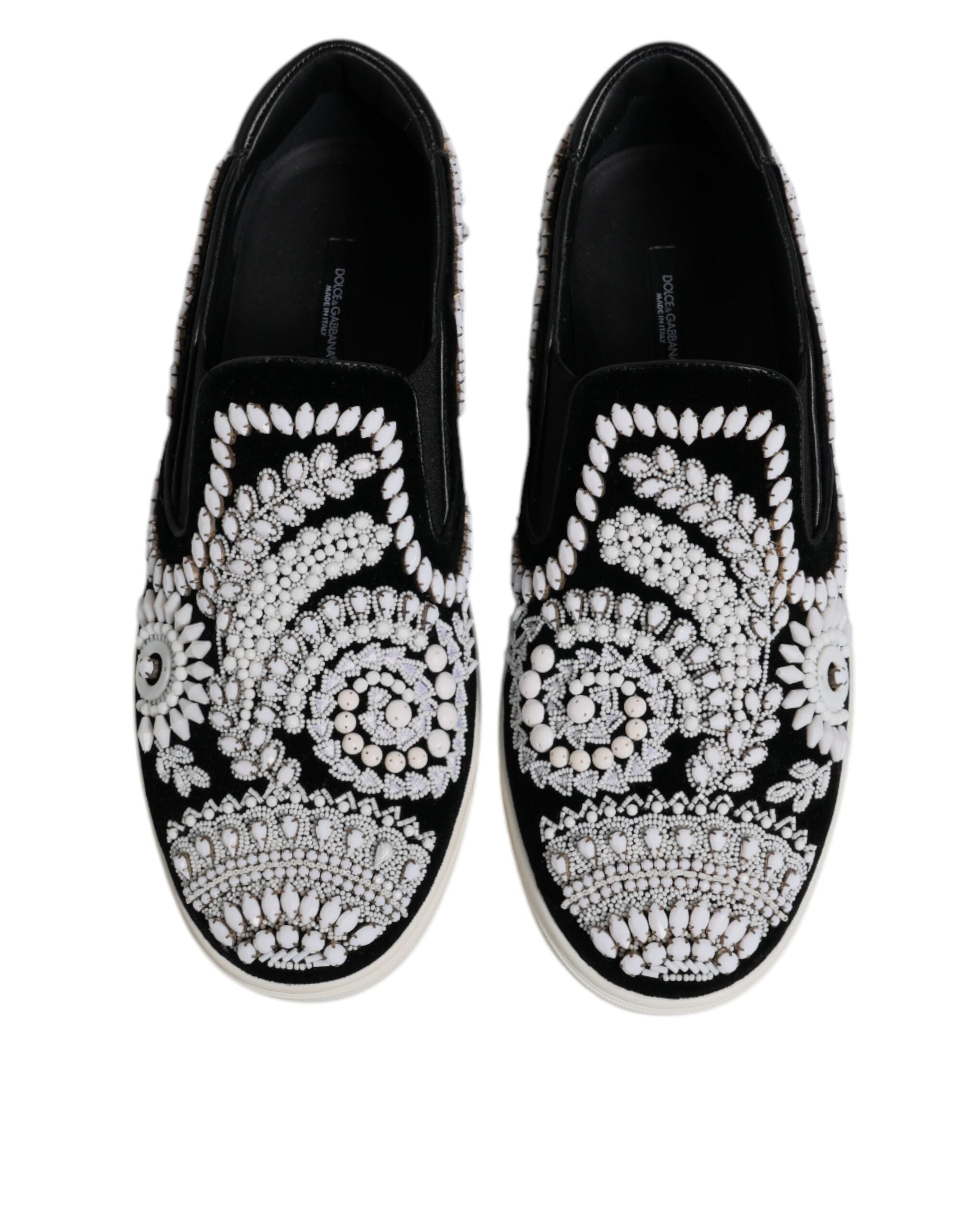 Black Embellished London Men Slip On Shoes - ventzia