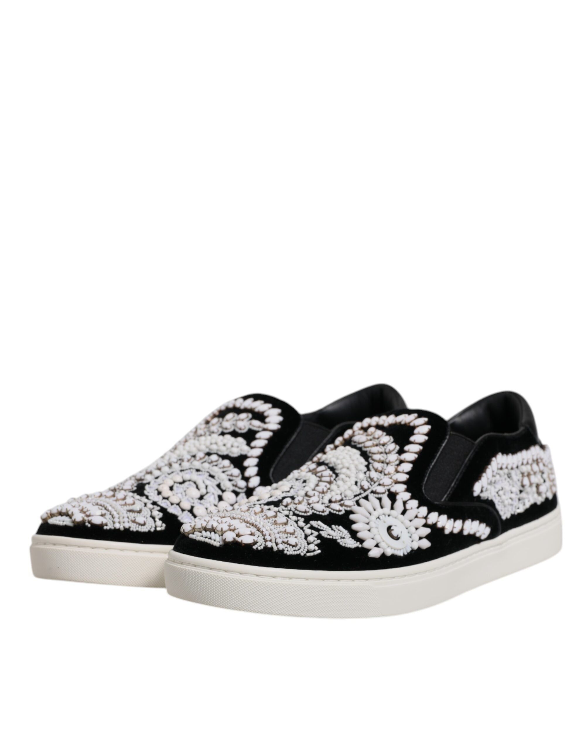 Black Embellished London Men Slip On Shoes - ventzia