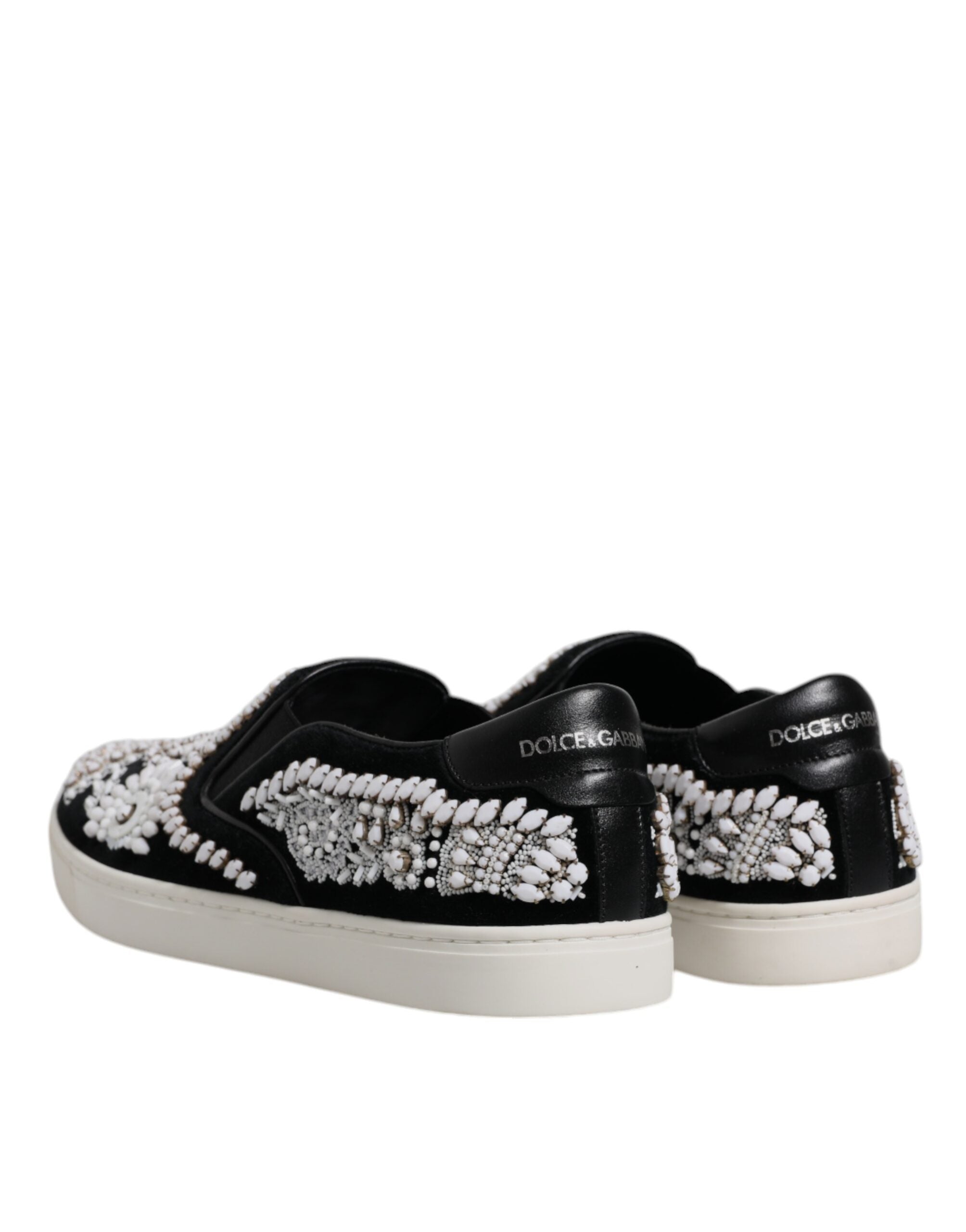 Black Embellished London Men Slip On Shoes - ventzia